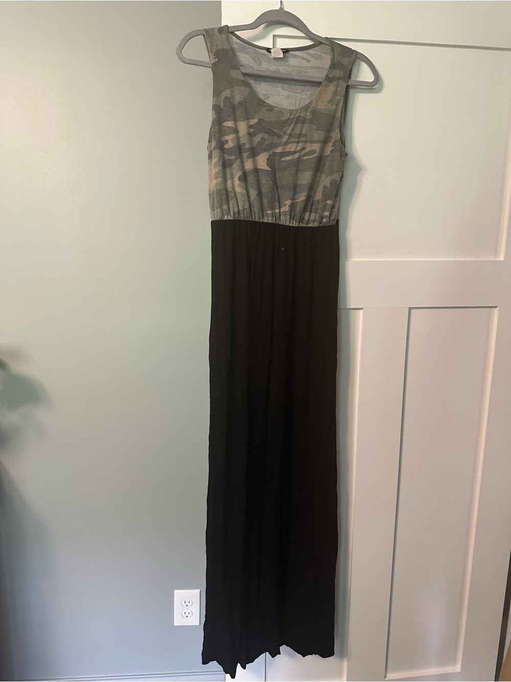 HEIMISH USA Camo Tank Top Maxi Dress with Black Skirt